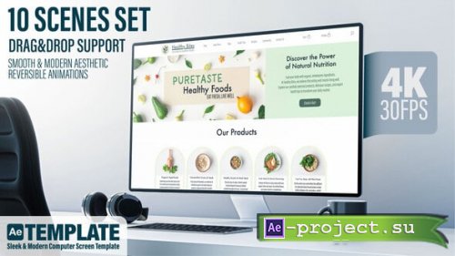 Videohive - Computer Monitor Screen Mockup | 10 Scenes Set  Sleek & Modern After Effects Template - 57272921