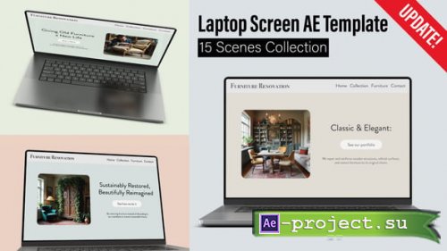 Videohive - Laptop Screen Mockup Collection - 15 Animated Scenes - AE Template - 51277675