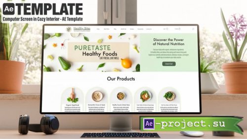 Videohive - Computer Monitor Screen Mockup | 10 Scenes Set  Cozy Interior AE Template - 57593290