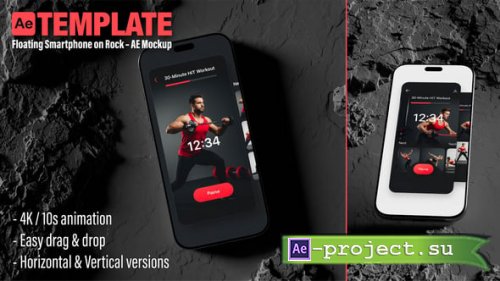 Videohive - Floating Smartphone on Rock  App Mockup | AE Template (Vertical & Horizontal) - 58463360
