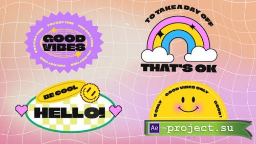 Videohive - Neo Brutalism Y2K Groovy Retro Stickers Pack - 59867093 - Project for After Effects