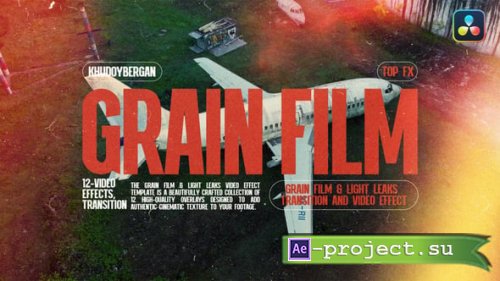 Videohive - Grain Film & Light Leaks Transition And Video Effect For DaVinci Resolve - 57657867