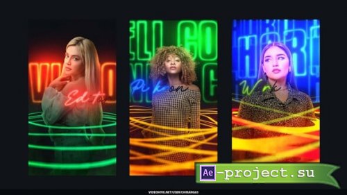 Videohive -  Neon Animated Lines Poster Storie - 59881990 - Project for After Effects