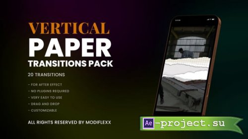 Videohive - 20 Vertical Paper Style Transition Pack - 60206300 - Project for After Effects