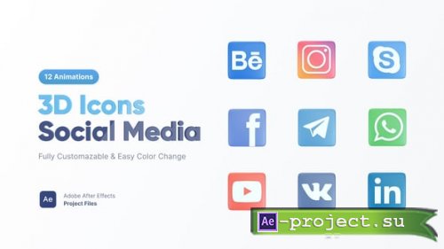 Videohive - 3D Social Media Icons - 59622761 - Project for After Effects