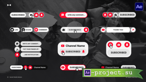 Videohive - Social Media Buttons  AE - 60295138 - Project for After Effects