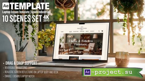 Videohive - Modern Laptop Screen Template | Green Industrial | 10 Scenes Set - 60318005 - Project for After Effects