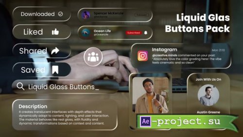 Videohive - Liquid Glass UI Elements - 60343573 - Project for After Effects