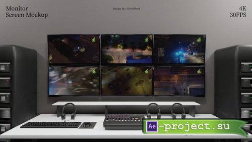 Videohive - Control Room Monitor Screen Mockup - 60346563 - Project for After Effects