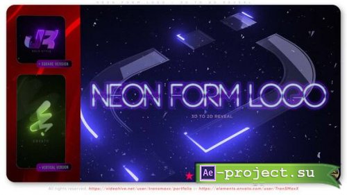 Videohive - Neon Form Logo  3D to 2D Reveal - 60349519 - Project for After Effects