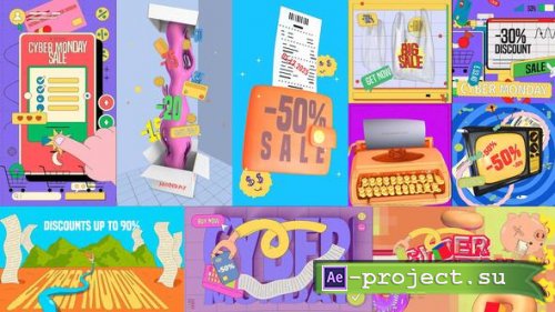 Videohive - Animated Looping Cyber Monday Graphics - 60470616 - Project for After Effects