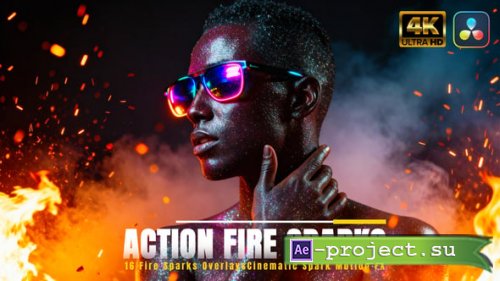 Videohive - Action Fire Sparks Overlays Pack For DaVinci Resolve - 60599658