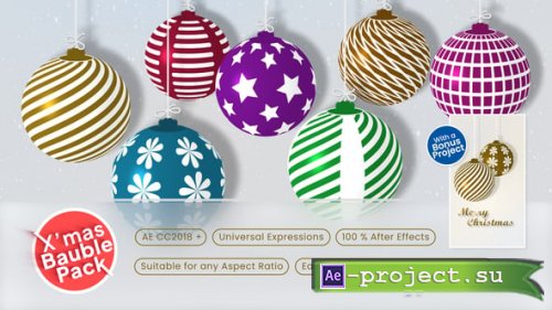 Videohive - Christmas Bauble Template with Merry Christmas Vertical Animated Greeting Card - 60649572