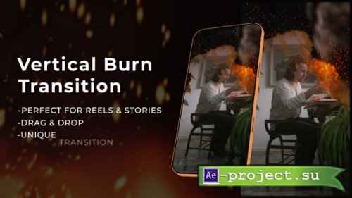 Videohive - Vertical Burn Transitions - 60647115 - Project for After Effects