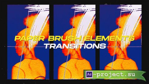 Videohive - Vertical Paper Brush Elements Transitions - 60705125 - Project for After Effects