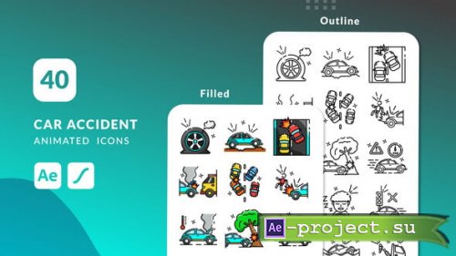 Videohive - Car Accident Animated Icons | After Effects - 60878512 - Project for After Effects