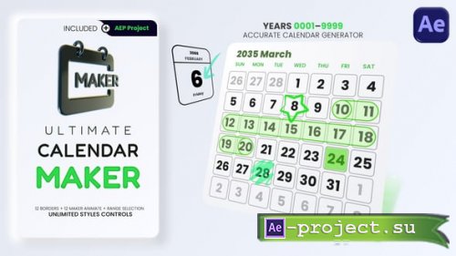 Videohive - Ultimate Dynamic Calendar Toolkit (Essential Properties, Auto-Date Builder) - 60890950 - Project for After Effects