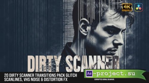 Videohive - 20-Dirty Scanner Transitions Pack  Glitch Scanlines, VHS Noise & Distortion FX For DaVinci Resolve - 60919050