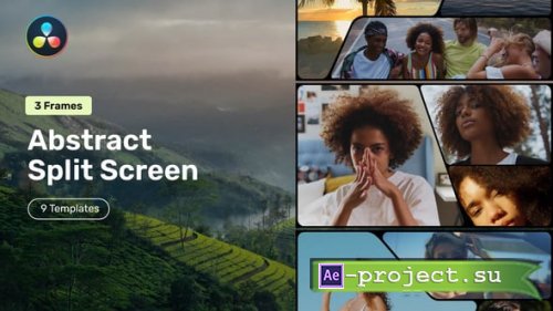 Videohive - Abstract Split Screen  3 Frames for DaVinci Resolve - 60922827