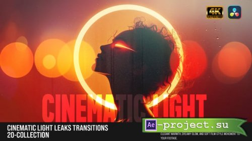 Videohive - Cinematic Light Leaks Transitions  Warm Film Glow & Lens FX For DR - 60957866
