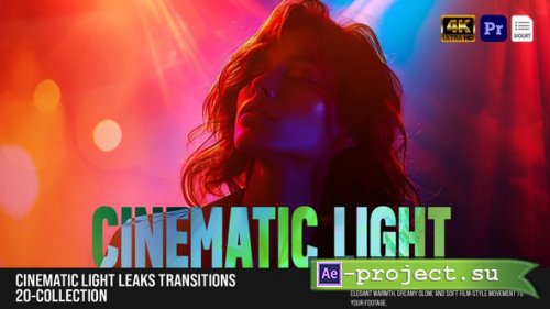 Videohive - Cinematic Light Leaks Transitions  Warm Film Glow & Lens FX MOGRT - 60957857