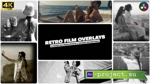 Videohive - 12-Scene Retro Film Overlays  Old Movie Effects & Vintage Texture Pack For DR - 60953044