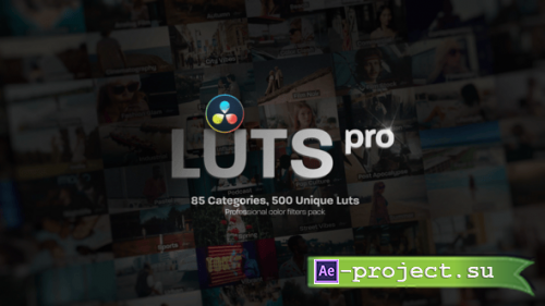 Videohive - LUTs Pro: Professional Color Grading Pack with 500 LUTs For Davinci Resolve - 56582384