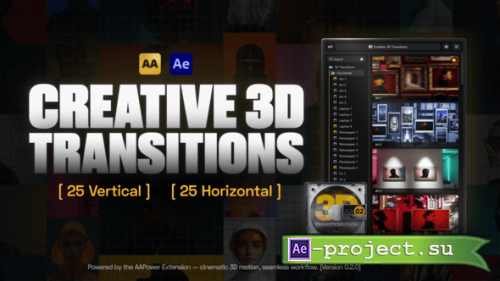 Videohive - Creative 3D Transitions: 50 Dynamic Transitions for After Effects | AAPower - 60562749  - Project & Script for After Effects