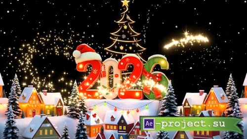 Magical New Year 2026 city, Christmas tree