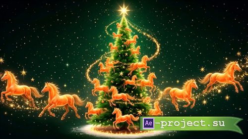 Christmas tree with fiery horses