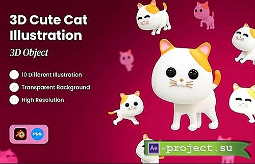 3D Cute Cat Illustration S3FVBC3