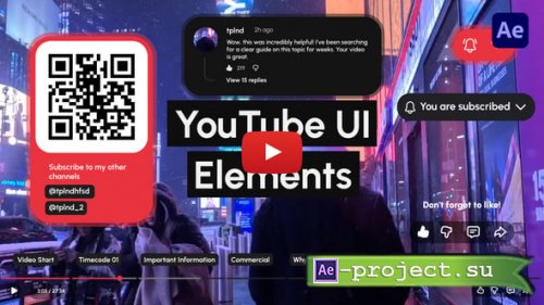 Videohive - YouTube UI Elements - 61338997 - Project for After Effects