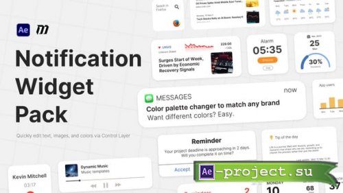 Videohive - Text Bars Notification Widget Pack - 58652615 - Project for After Effects