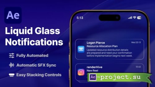 Videohive - Phone Notifications (Liquid Glass Style) - 61576187 - Project for After Effects