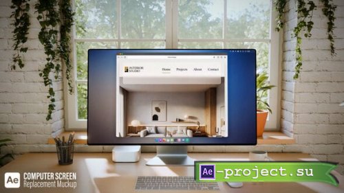Videohive - Computer Monitor Screen Animations � Zoom In & Camera Moves � Bright Office | AE Template - 61628103