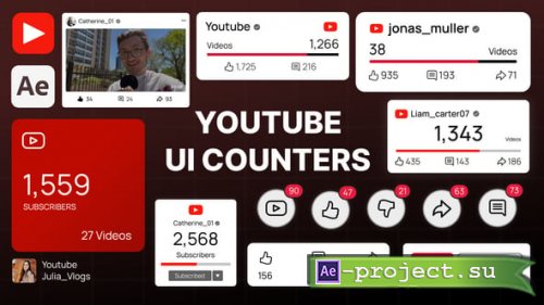 Videohive - YouTube Number Counters & UI Elements - 61655129 - Project for After Effects