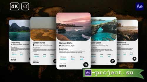 Videohive - Travel Cards Carousel - 61690344 - Project for After Effects