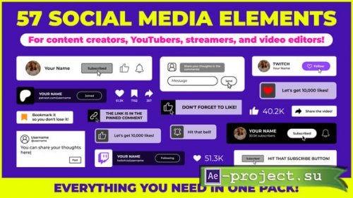 Videohive - Big Social Media Elements Pack - 61852859 - Project for After Effects