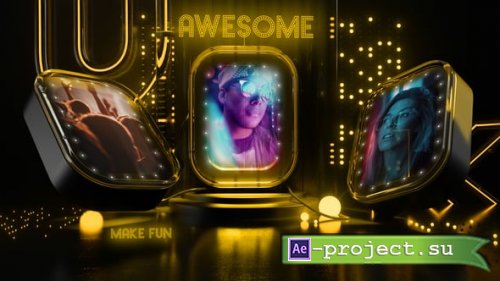 Videohive - 3D Luxury Neon Intro Gold Fun Slideshow - 62111150 - Project for After Effects