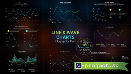 Videohive - Line & Wave Charts Infographics Pack (Includes Bonus Icons) - 62117014 - Project for After Effects