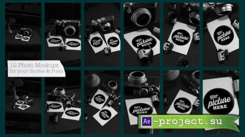 Videohive - Black & White Photo Mockup Pack For Stories & Posts - 62157620 - Project for After Effects