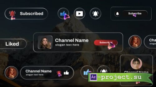 Videohive -  Liquid Glass Subscribe Elements - 62158586 - Project for After Effects