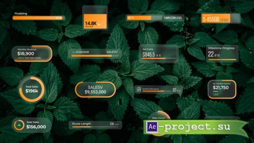 Videohive - Animated Progress Counters | Glass UI Pack - 62228924 - Project for After Effects