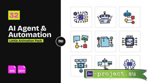 Videohive - AI Agent & Automation Workflow Icons Pack | After Effects & Lottie Animation - 62240096