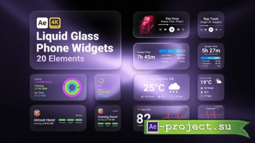 Videohive - Liquid Glass Phone Widgets - 62256426 - Project for After Effects