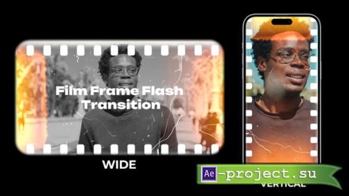 Videohive - Vintage Film Frame Flash Transitions 4K Vertical Version AE - 62288833 - Project for After Effects