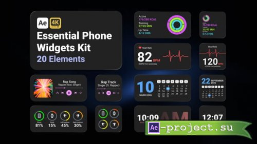 Videohive - Essential Phone Widgets Kit - 62296571 - Project for After Effects