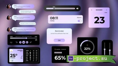 Videohive - UI Phone Widgets Interface Elements - 62295429 - Project for After Effects