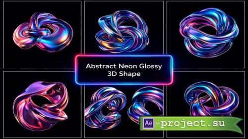 Videohive - Abstract Neon Glossy 3D Shape - 62385139 - Project for After Effects