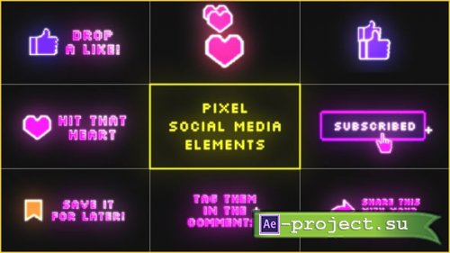 Videohive - Pixel Social Media Elements - 62396330 - Project for After Effects